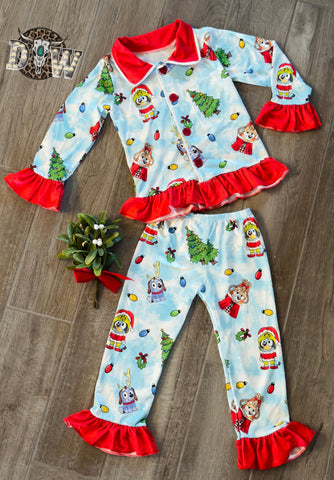 Girls Whoville Bluey Christmas Pajama Set