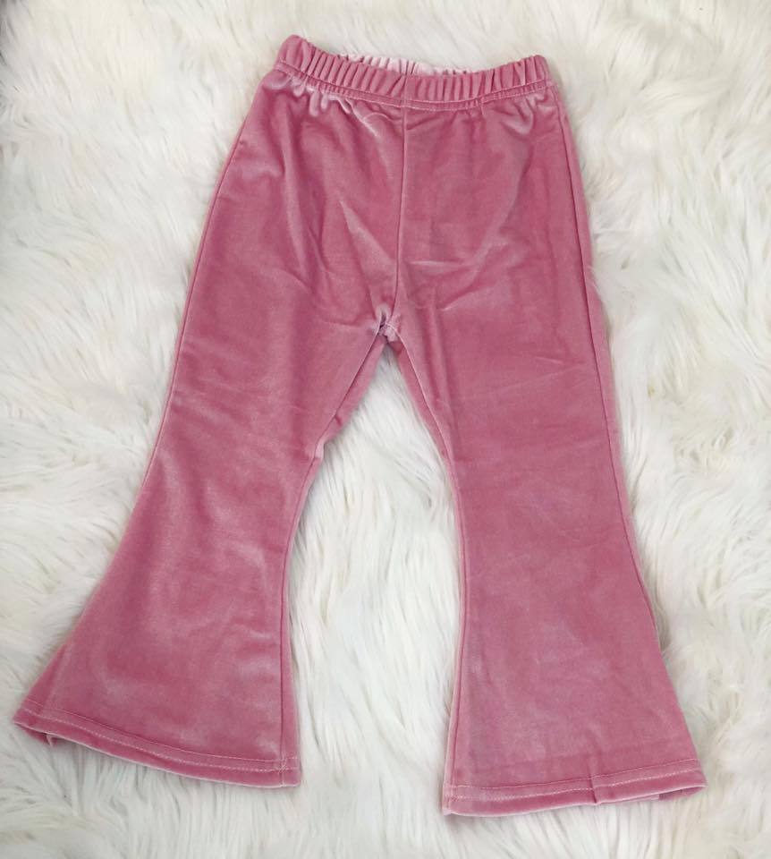 Pink Velvet Bell Bottom Pants - Nico Bella Boutique