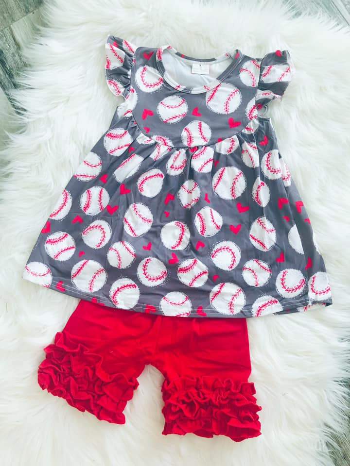 Grey Baseball Short Set - Nico Bella Boutique