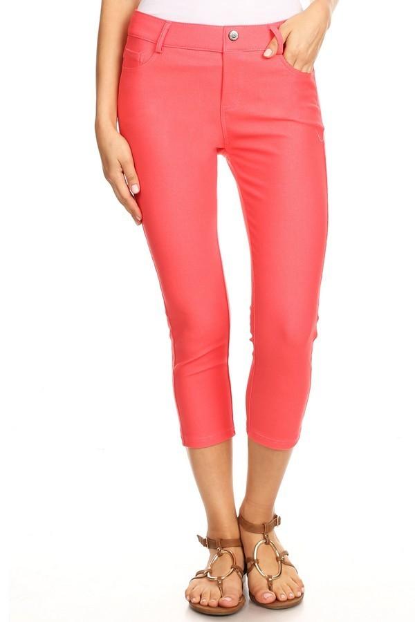 Judson Co. Nantucket Women s Classic Skinny Capri Jeggings Coral Small