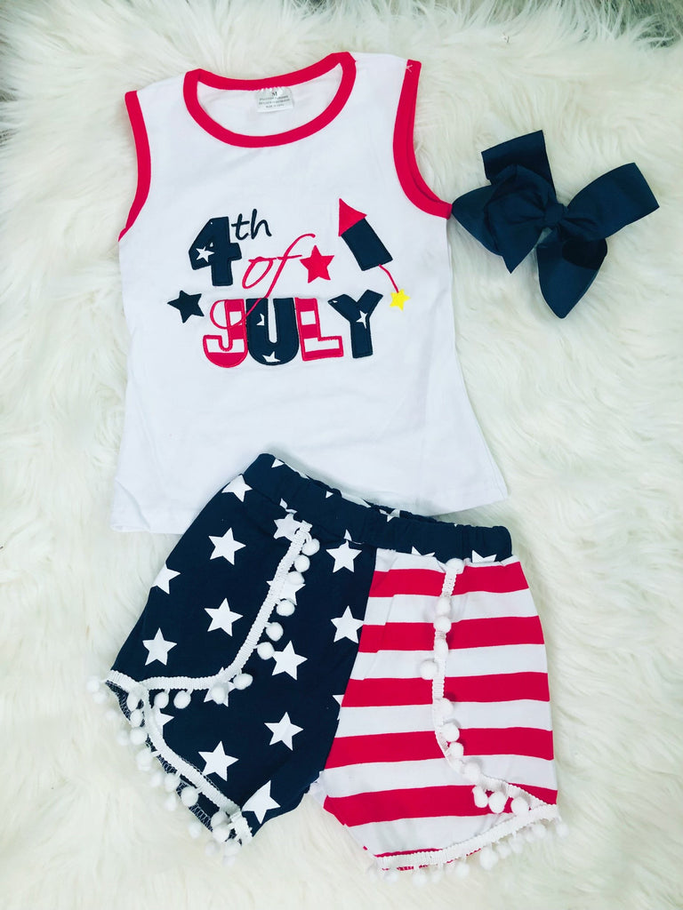 4th of July Applique Short Set - Nico Bella Boutique