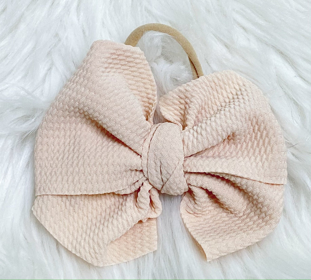 Ivory Nylon Baby Bow Headband - Nico Bella Boutique