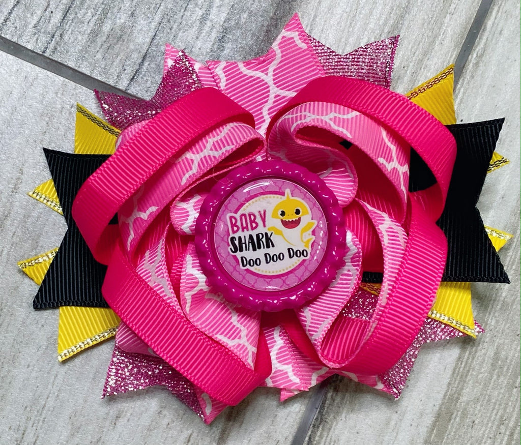 Baby Shark Doo Doo Doo Hair Bow - Nico Bella Boutique