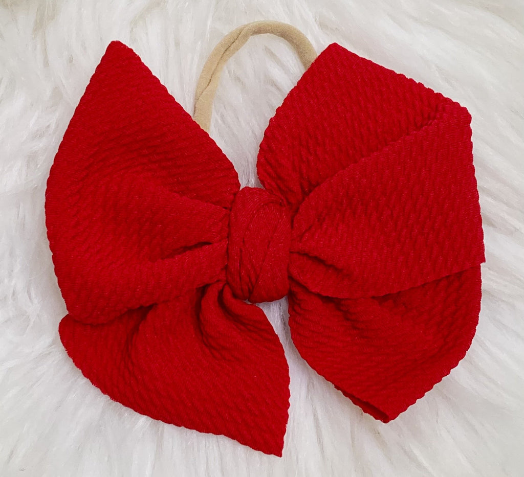 Red Nylon Baby Bow Headband - Nico Bella Boutique