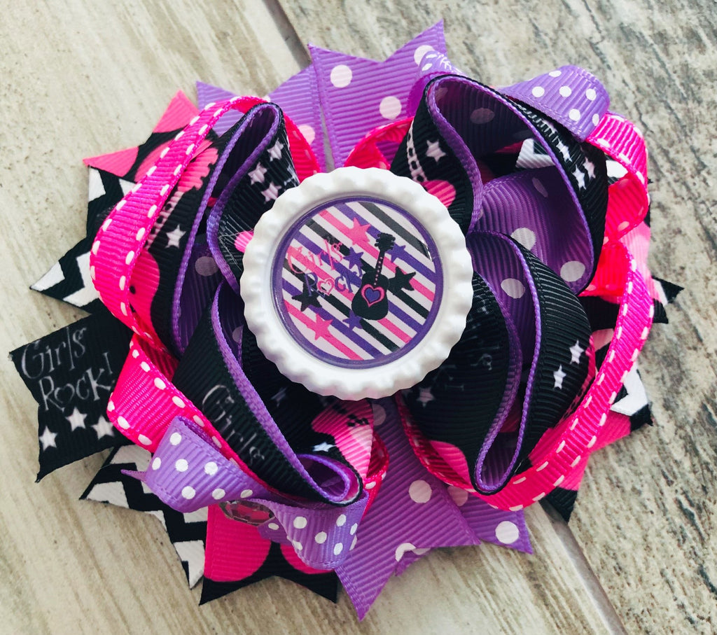 Girls Rock Hair Bow - Nico Bella Boutique