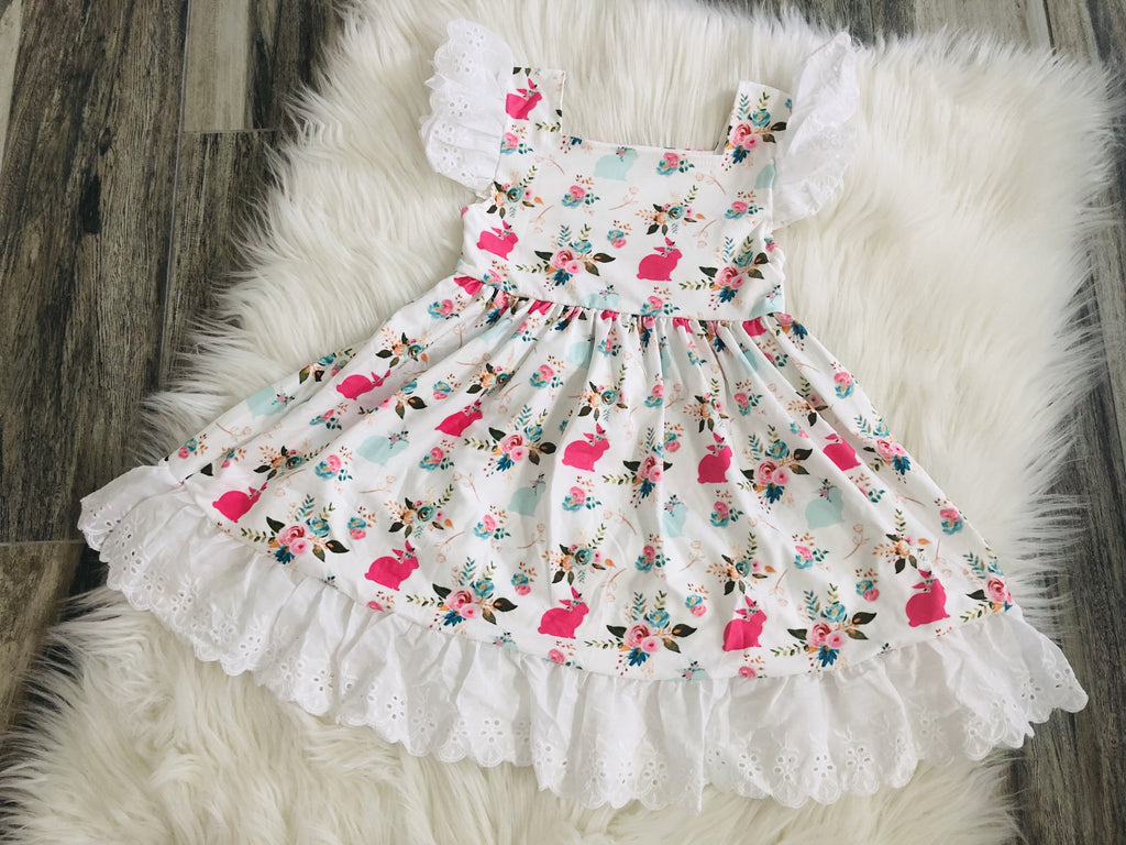 Bunny Floral Eyelet Dress - Nico Bella Boutique