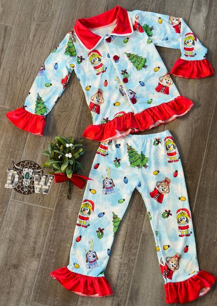 Girls Whoville Bluey Christmas Pajama Set