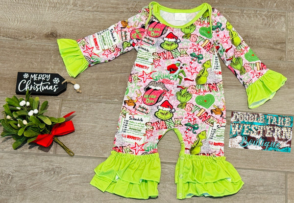 Grinch Mean One Baby Girl Romper