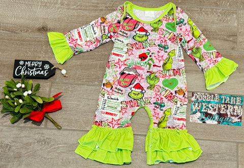 Grinch Mean One Baby Girl Romper