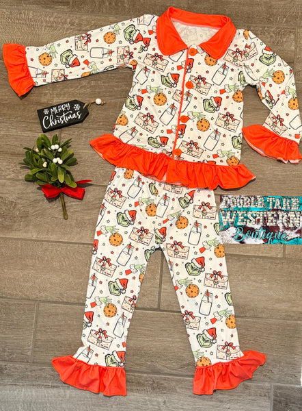 Girls Grinch Milk & Cookies Christmas Pajama Set