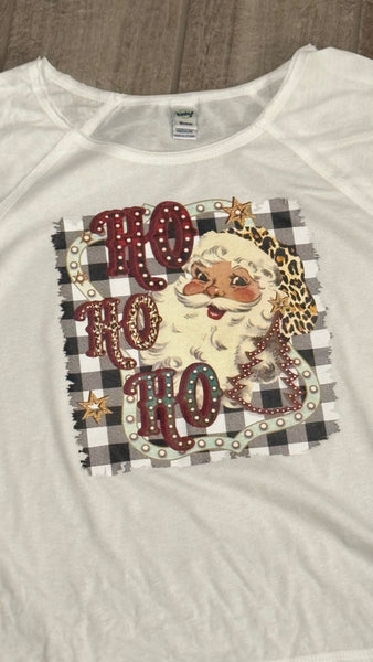 Womens Ho Ho Ho Vintage Santa Christmas Graphic Shirt