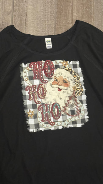 Womens Ho Ho Ho Vintage Santa Christmas Graphic Shirt