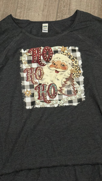 Womens Ho Ho Ho Vintage Santa Christmas Graphic Shirt