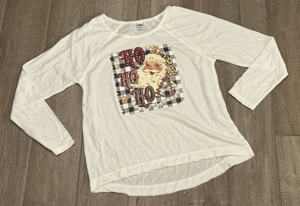 Womens Ho Ho Ho Vintage Santa Christmas Graphic Shirt