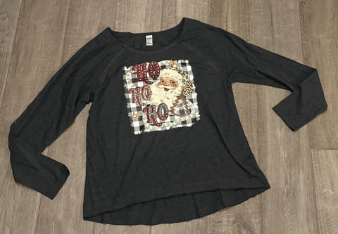 Womens Ho Ho Ho Vintage Santa Christmas Graphic Shirt