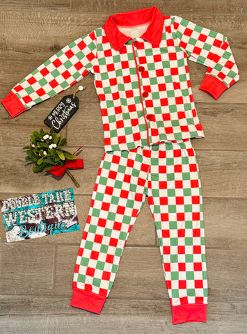 Checkered Christmas Pajama Set