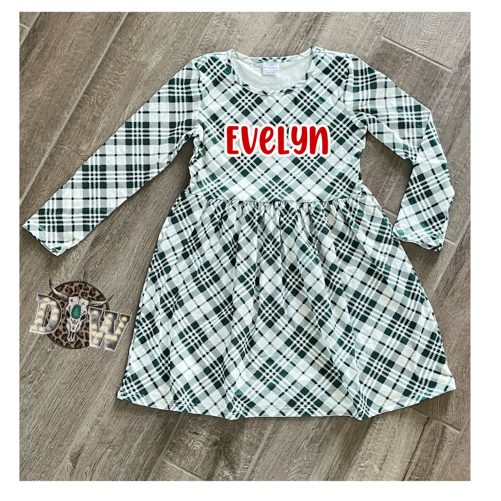 Girls Forest Green Plaid Dress 4/5T Girls Forest Green Plaid Dress 4/5T