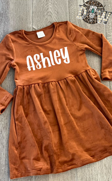 Girls Brown Velvet Fall Dress