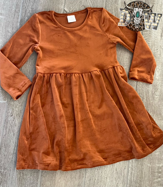 Girls Brown Velvet Fall Dress