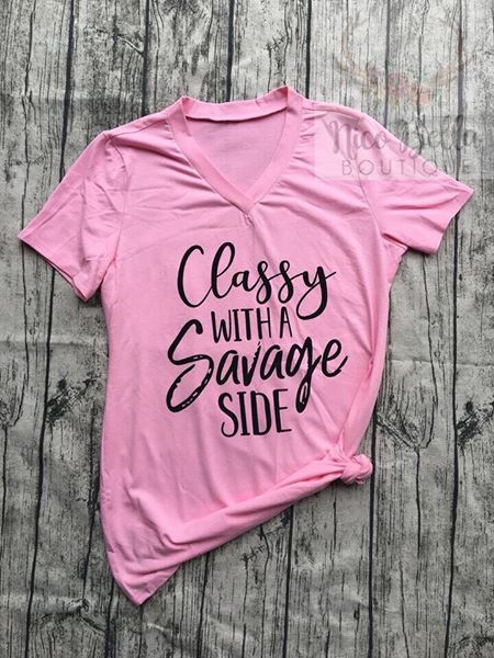 Classy with a Savage Side Tee - Nico Bella Boutique 