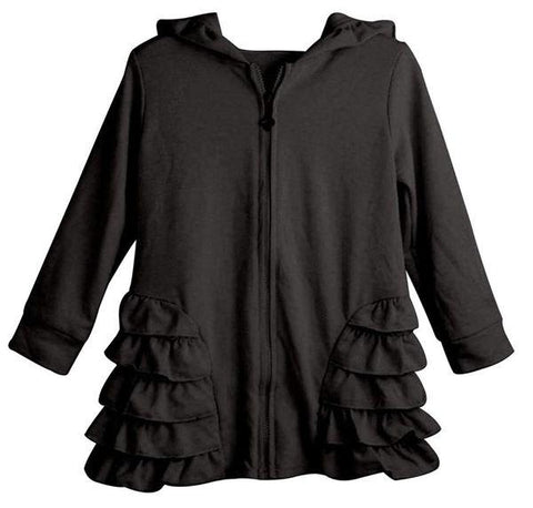 Black Girls Ruffle Zip Up Hood Cardigans - Nico Bella Boutique 