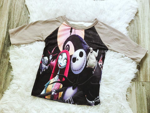 Nightmare Before Christmas Scene Raglan - Nico Bella Boutique 