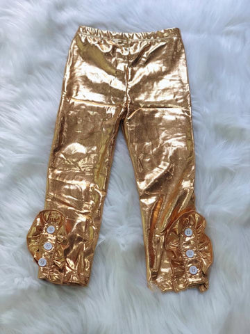 Gold Side Button Ruffle Leggings - Nico Bella Boutique 