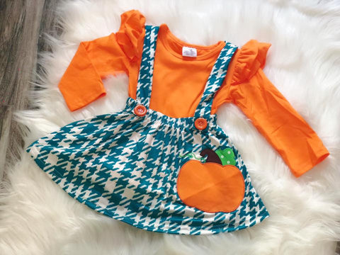 Pumpkin Overall Skirt Set - Nico Bella Boutique 