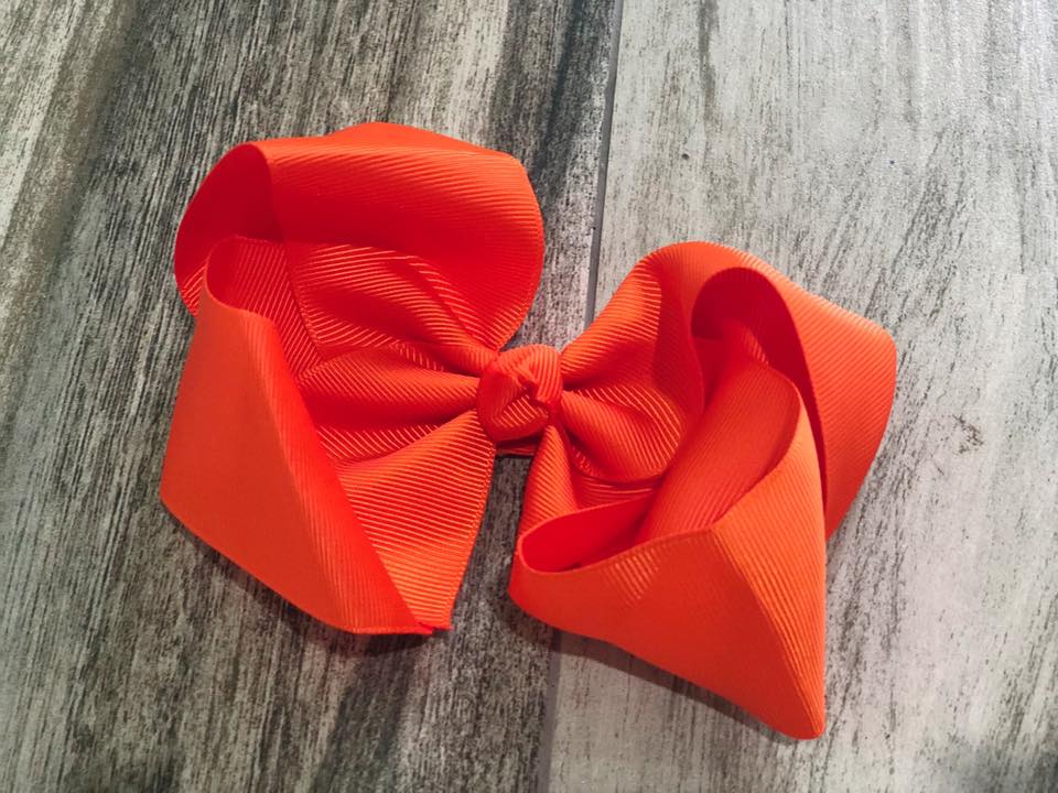 Orange Solid Girls Hair Bow - Nico Bella Boutique 