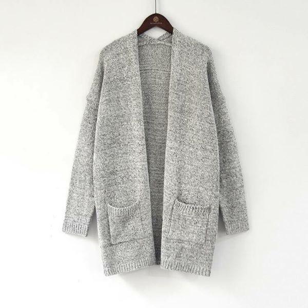 Grey Knit Wool Pocket Cardigan - Nico Bella Boutique 