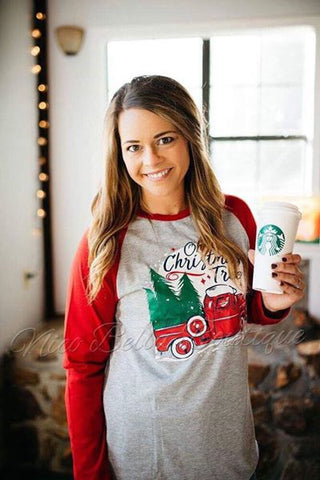 Oh Christmas Tree Womens Christmas Raglan - Nico Bella Boutique 