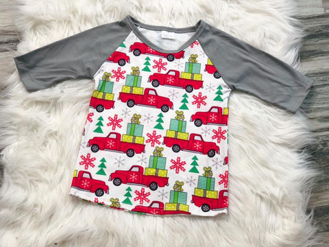 Christmas Truck Raglan - Nico Bella Boutique 