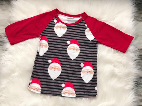 Santa Stripe Raglan - Nico Bella Boutique 