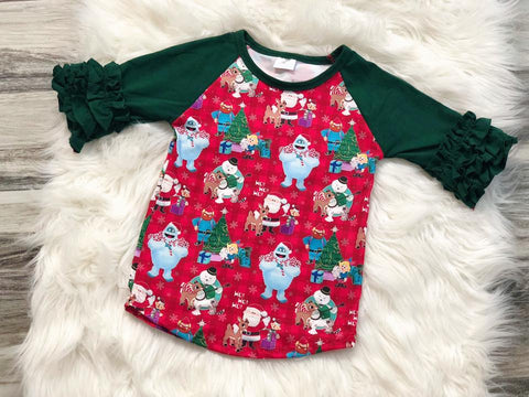 Rudolph Christmas Icing Raglan - Nico Bella Boutique 