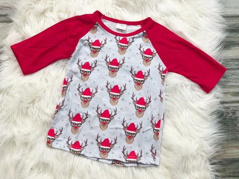 Christmas Deer Raglan - Nico Bella Boutique 