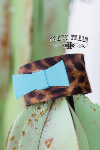 Turquoise Bow Leopard Cuff Bracelet - Nico Bella Boutique 