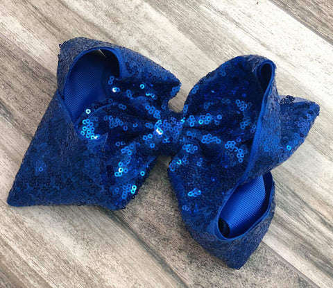 Royal Blue Sequin Bow - Nico Bella Boutique 