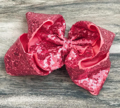 Coral Sequin Bow - Nico Bella Boutique 