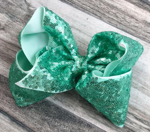 Mint Sequin Bow - Nico Bella Boutique 