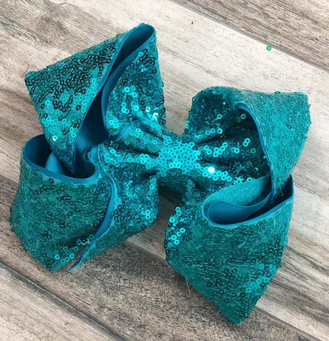 Turquoise Sequin Bow - Nico Bella Boutique 