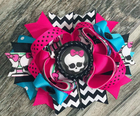 Skull Monster High Hair Bow - Nico Bella Boutique 