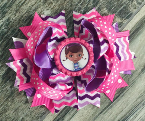 Dr. McStuffins Chevron Hair Bow - Nico Bella Boutique 