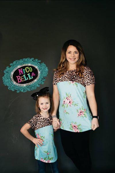 Leopard Floral Girls Tee - Nico Bella Boutique 