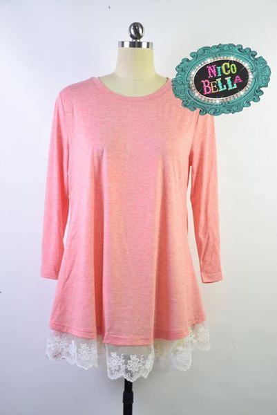 Coral Lace Bottom Tunic - Nico Bella Boutique 