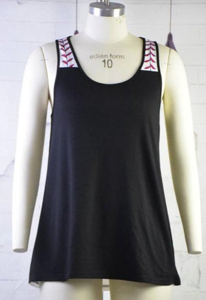 Black Baseball Racerback Tank - Nico Bella Boutique 