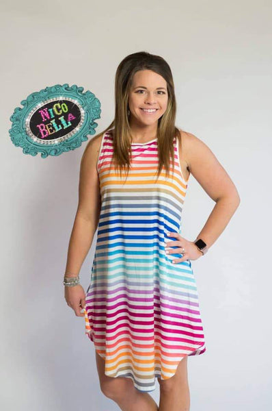 Rainbow Ombre Dress - Nico Bella Boutique 