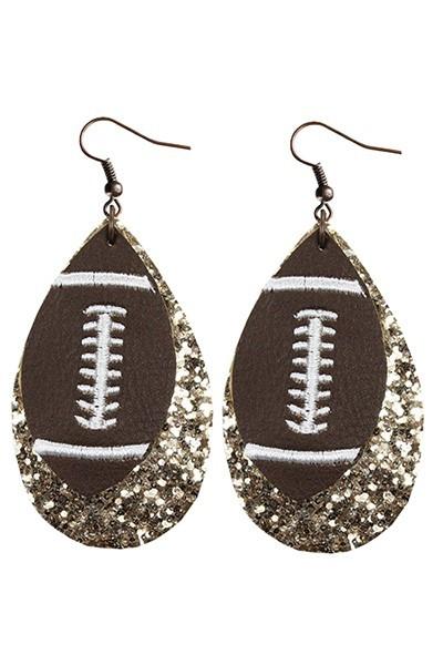 Football Gold Leather Earrings - Nico Bella Boutique 