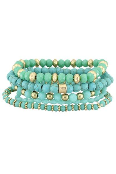 Turquoise and Gold Layered Bracelet Set - Nico Bella Boutique 
