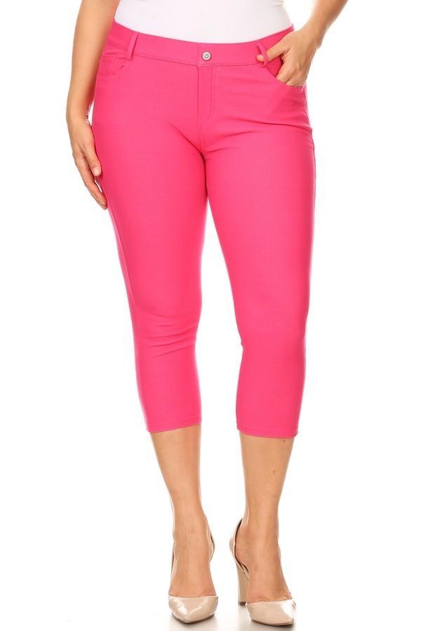 Fuchsia Denim Capri Jeggings - Nico Bella Boutique 