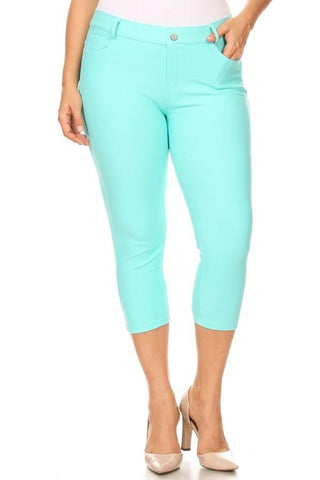 Turquoise Denim Capri Jeggings - Nico Bella Boutique 